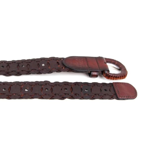 VTG WOVEN BROWN GENUINE LEATHER 1 1/8"Wd DRESS CASUAL WOMEN'S BELT Sz XL (T57 - Picture 12 of 12